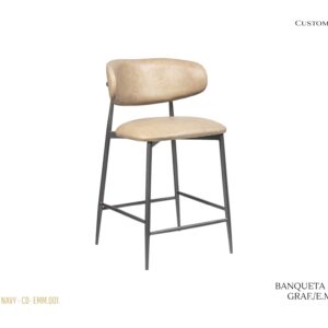 Banqueta Navy Estofada/Pintura Grafite