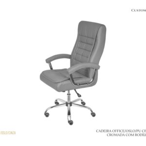 Cadeira Office - Oslo - Cinza/Rodízios