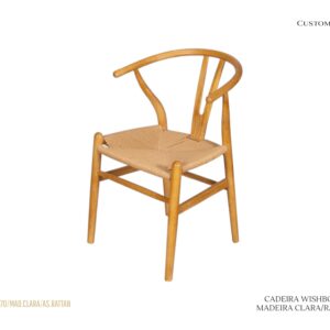 Cadeira Wishbone - Madeira Clara/Rattan