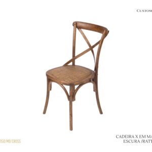 Cadeira X - Madeira Escura e Assento em Rattan