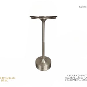 Luminária de Mesa Disco - Metal Escovado - Bateria Recarregável