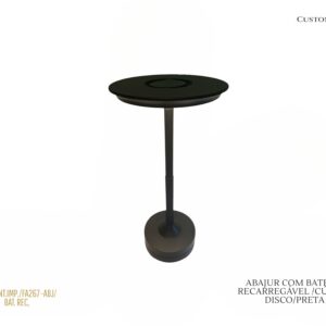 Luminária de Mesa Disco (Preta) - Bateria Recarregável