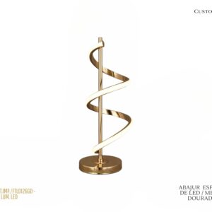 Abajur de Led Moldado – Metal Dourado