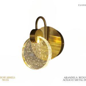 Arandela Redonda (P) - LED / Refletiva / Acrílico / Metal Dourado