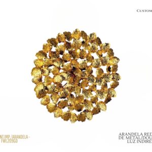 Arandela Folhas Redonda - Metal Dourado