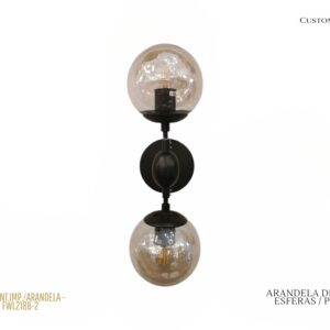 Arandela Dual Globe - Preta / Esferas de Vidro