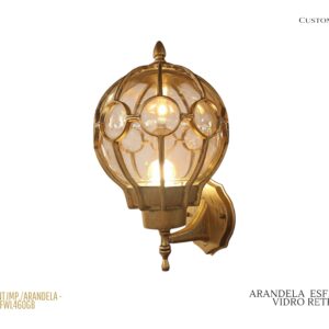 Arandela Retrô - Esfera de Vidro / Dourada