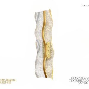 Arandela Rústica M - LED - Vidro Texturizado / Dourado