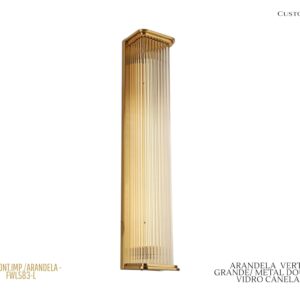 Arandela Caixa Vertical G - Vidro Canelado / Dourado