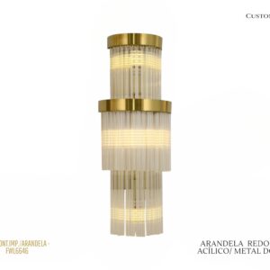 Arandela Redonda - LED / Acrílico / Latão