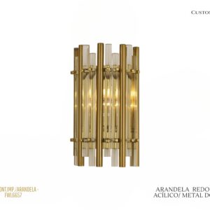 Arandela Redonda - LED / Acrílico / Tubos de Latão