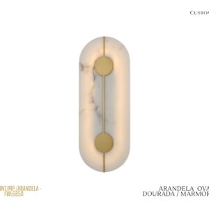 Arandela Oblonga L - Vidro Marmorizado / Dourado