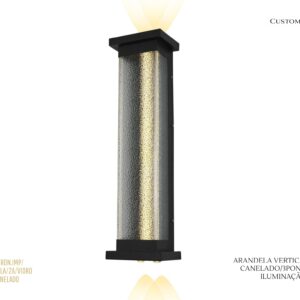 FWL003BK - Arandela Caixa / Preta / Vidro Textura - Led 3 focos