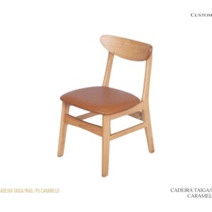 Cadeira Taiga - Madeira / PU-Caramelo