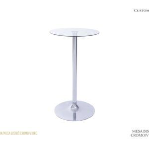 Mesa Bistrô em Vidro / Cromo