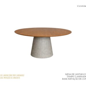 Mesa de Jantar Cone - Tampo Laminado e Base Acabamento Concreto