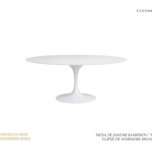 Mesa de Jantar Saarinen - Tampo Elipse - Mármore Branco