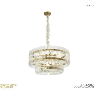Pendente - LED / Metal Dourado / Acrílico