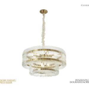 Pendente - LED / Metal Dourado / Acrílico