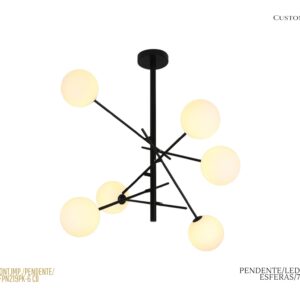 Pendente - LED / Metal Preto / 6 Esferas