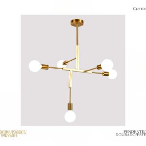 Pendente - LED / Metal Dourado / 5 Esferas