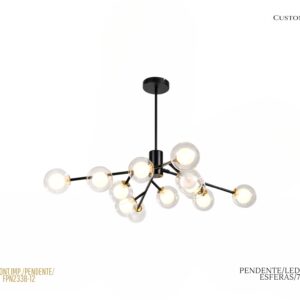 Pendente - LED / Metal Preto / 12 Esferas