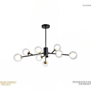 Pendente - LED / Metal Preto 9 Esferas