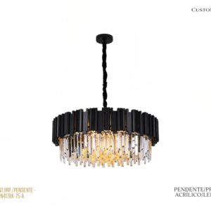 Pendente - Lustre Redondo 2N - Preto / Acrílico