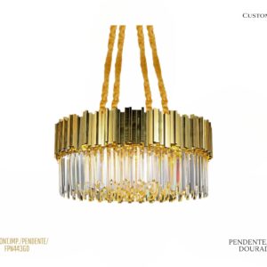 Pendente Circular / LED / Dourado / Acrílico