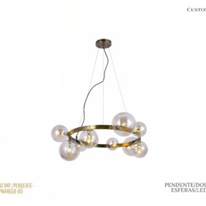 Pendente/ LED / Anel Dourado / Esferas