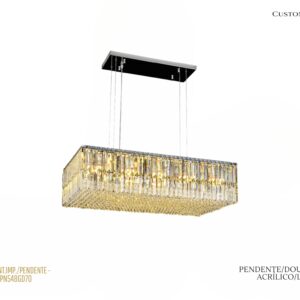 Pendente - Retangular - Acrílico/Cromado/Dourado