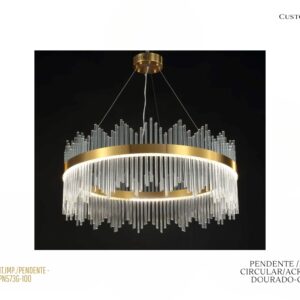 Pendente Circular (G) / LED / Acrílico / Dourado