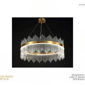 Pendente Circular / LED / Acrílico / Dourado