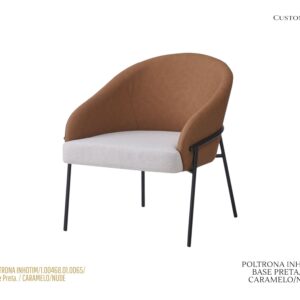 Poltrona Inhotim - Rev. Caramelo PU/ Nude / Base Preta