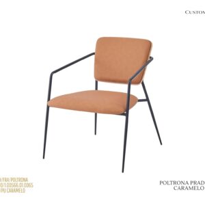 Poltrona Prado - Caramelo/PU/Base Preta