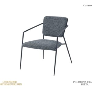 Poltrona Prado - Tecido Preto / Base Preta
