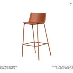 Banqueta Ipanema Terracota - Polipropileno / Base Metálica - 2 Opções de Altura