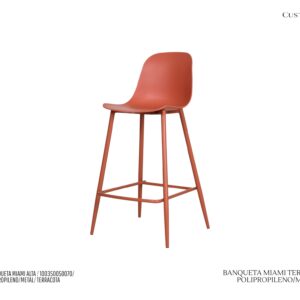 Banqueta Miami Terracota - Polipropileno / Base Metálica - 2 Opções de Altura