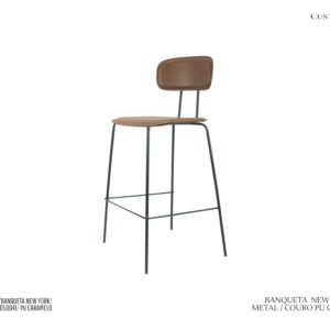 Banqueta New York Caramelo - Metal / Couro PU Caramelo