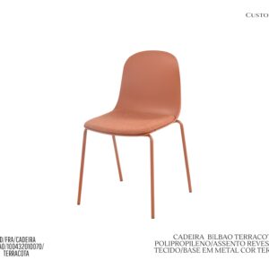 Cadeira Bilbao Terracota - Policarbonato / Assento em Tecido / Base de Metal - Empilhável