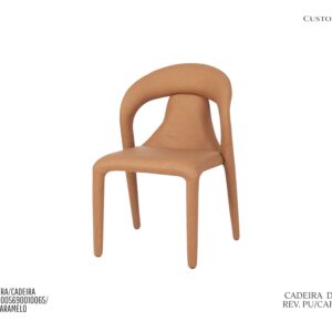 Cadeira Duomo - Totalmente Revestida em Couro PU Cor Caramelo
