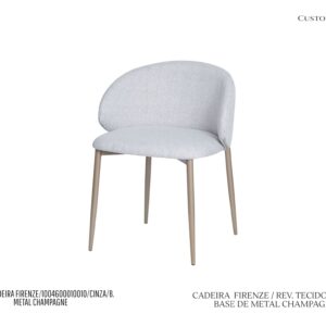 Cadeira Firenze - Rev. Tecido Cor Cinza / Base de Metal Cor Champagne