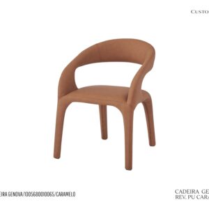 Cadeira Genova - Totalmente Revestida em Couro PU Cor Caramelo