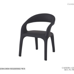 Cadeira Genova - Totalmente Revestida em Couro PU Preto