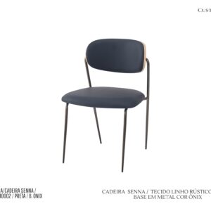 Cadeira Senna - Rev. Tecido Preto / Base de Metal Cor Ônix