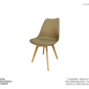 Cadeira Siena Fendi - Polipropileno / Assento em PU / Pés em Madeira
