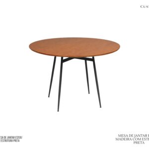 Mesa de Jantar Ester - Madeira / Estrutura de Metal Preta