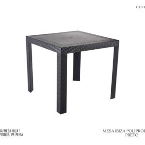 Mesa Ibiza Preta - Polipropileno / Textura Tramada