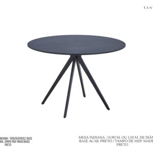 Mesa Indiana Preta -Opções de Tampos 0,70/0,90/1.10 m.