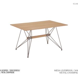 Mesa Liverpool - ( Jantar ou Office ) Tampo de MDF e Estrutura Metálica Champagne